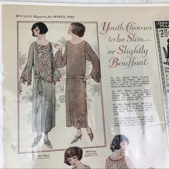 LOWEST PRICE Vintage McCall's 1923 Newspaper Sewing Dress Pages - Picture 12 of 16